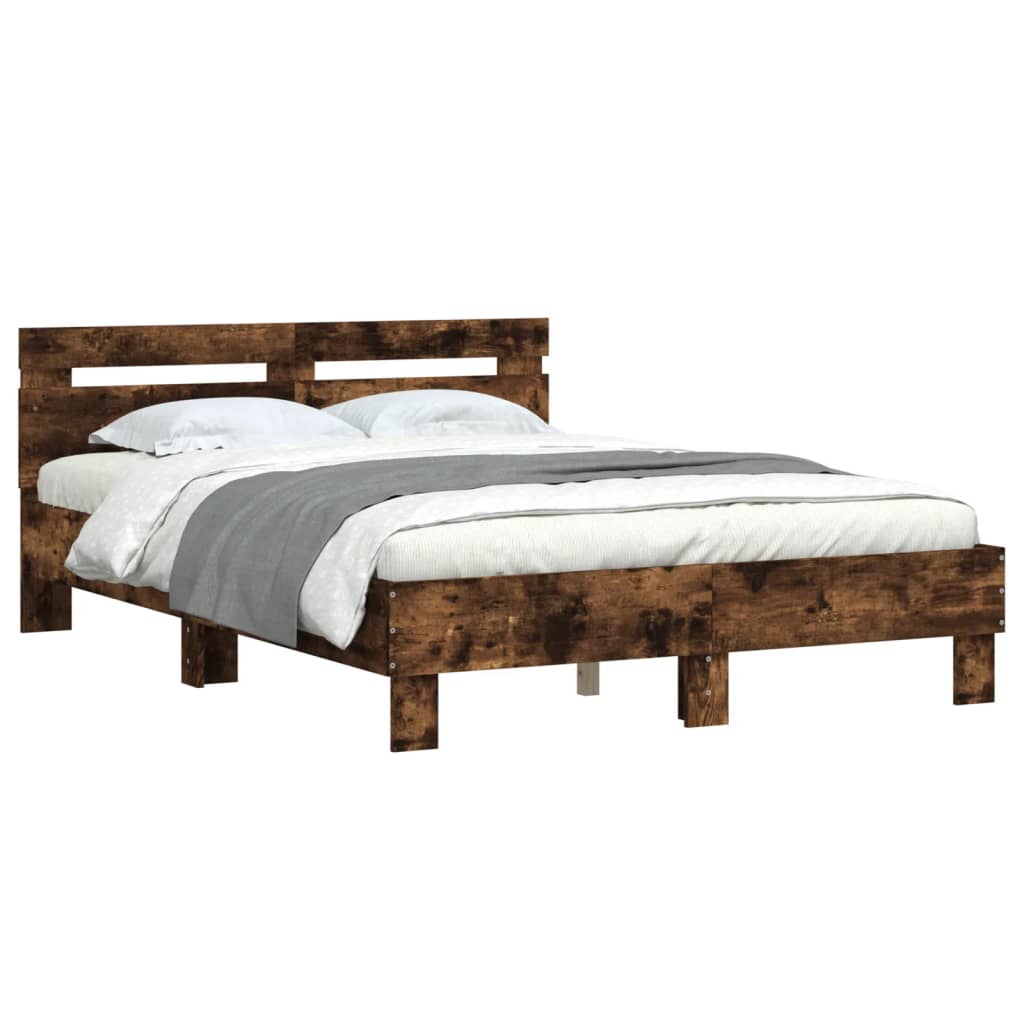 Bed Frame without Mattress Smoked Oak 120x200 cm
