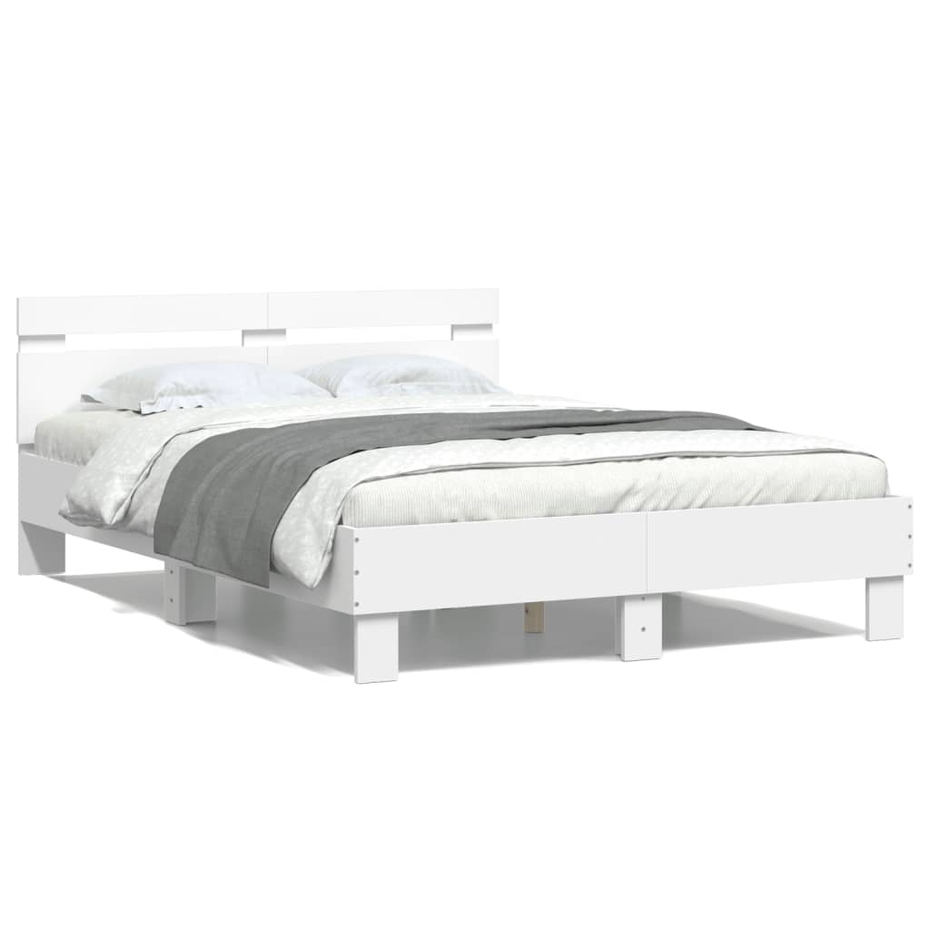 Modern Wooden Double Size 1.35m Bed Frame Base With Headboard Wood Beds