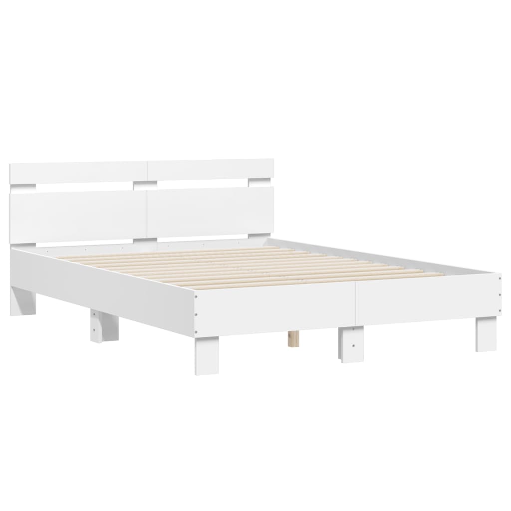 Modern Wooden Double Size 1.35m Bed Frame Base With Headboard Wood Beds