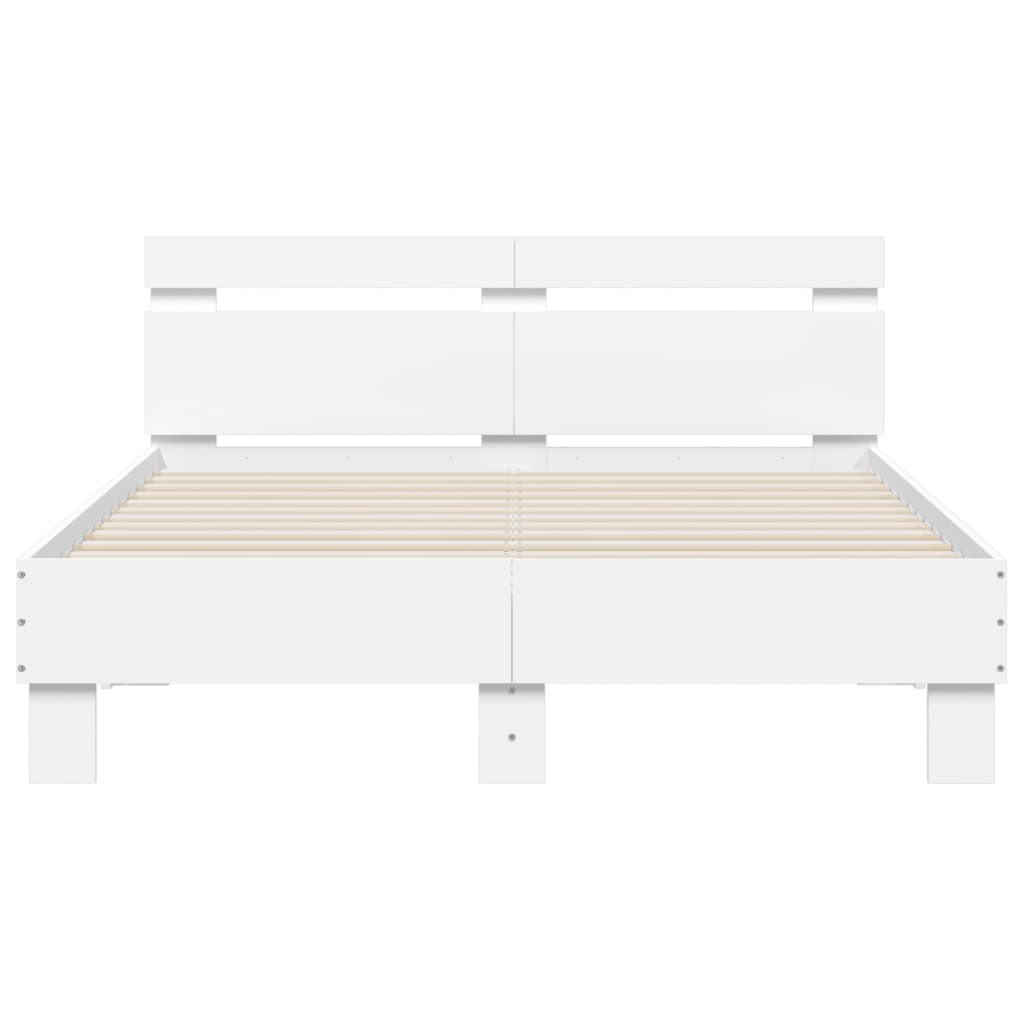 Modern Wooden Double Size 1.35m Bed Frame Base With Headboard Wood Beds