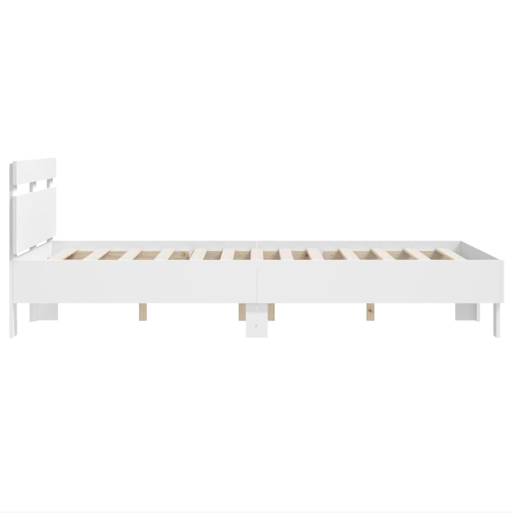 Modern Wooden Double Size 1.35m Bed Frame Base With Headboard Wood Beds