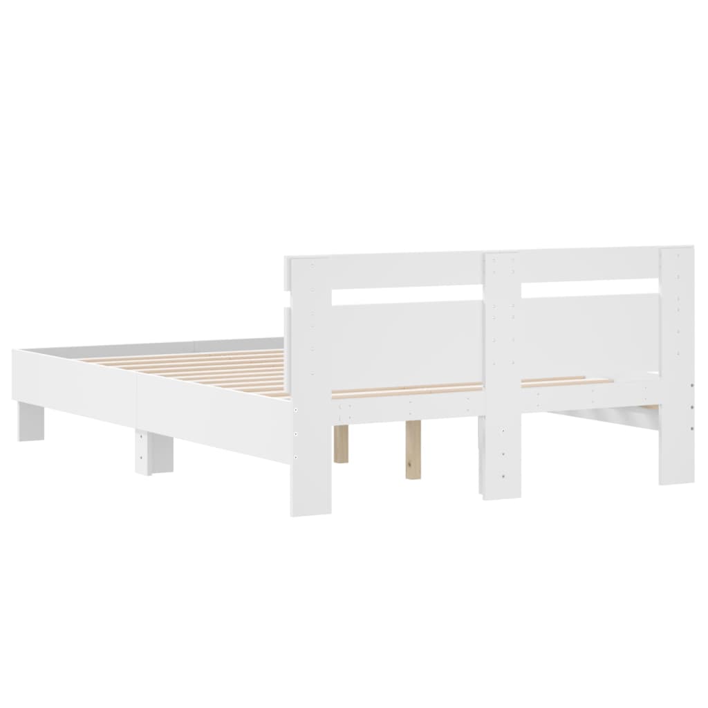 Modern Wooden Double Size 1.35m Bed Frame Base With Headboard Wood Beds