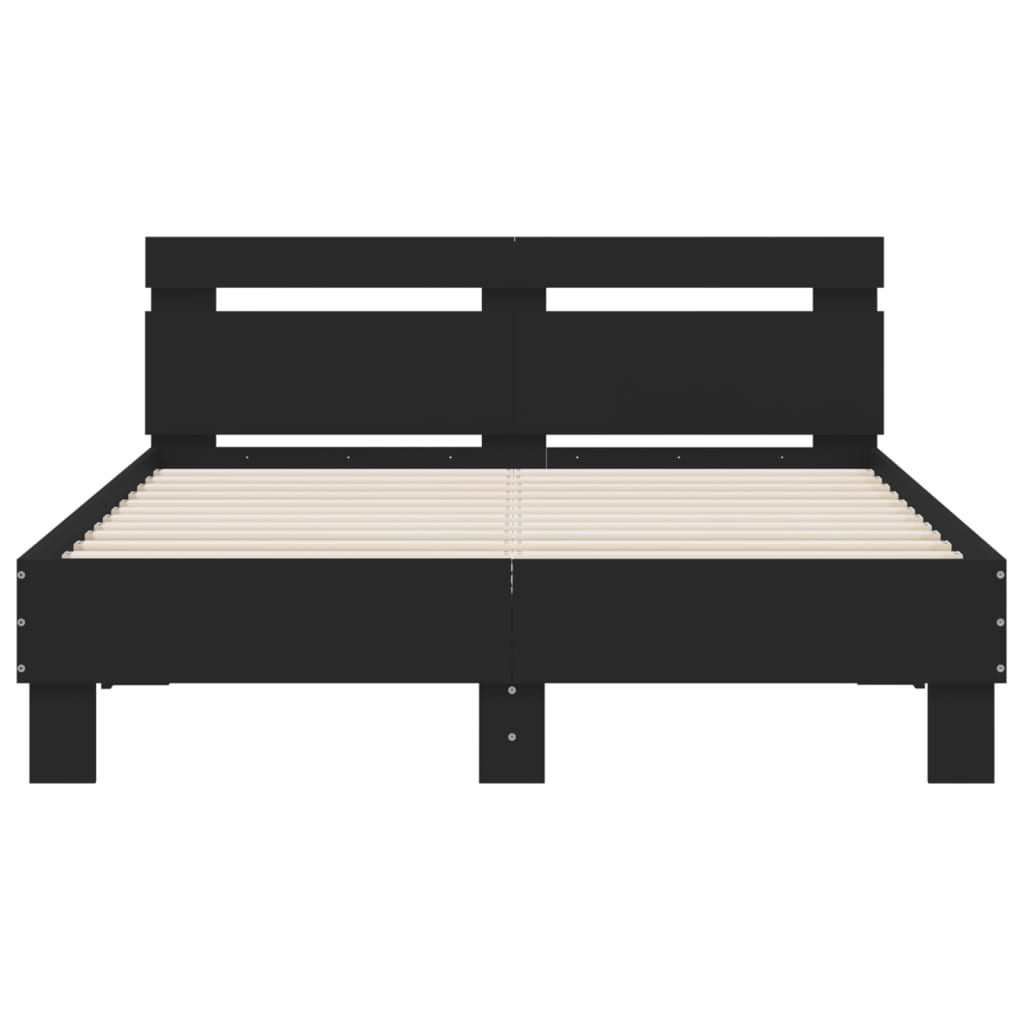 Modern Wooden Double Size 1.35m Bed Frame Base With Headboard Wood Beds