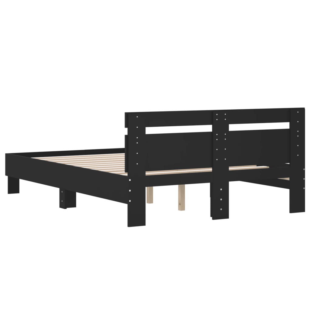 Modern Wooden Double Size 1.35m Bed Frame Base With Headboard Wood Beds