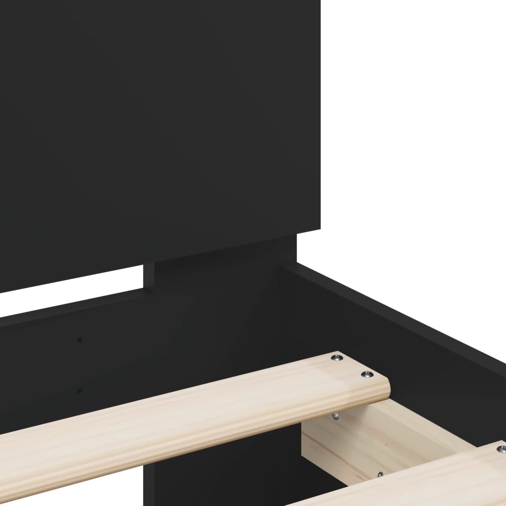 Modern Wooden Double Size 1.35m Bed Frame Base With Headboard Wood Beds