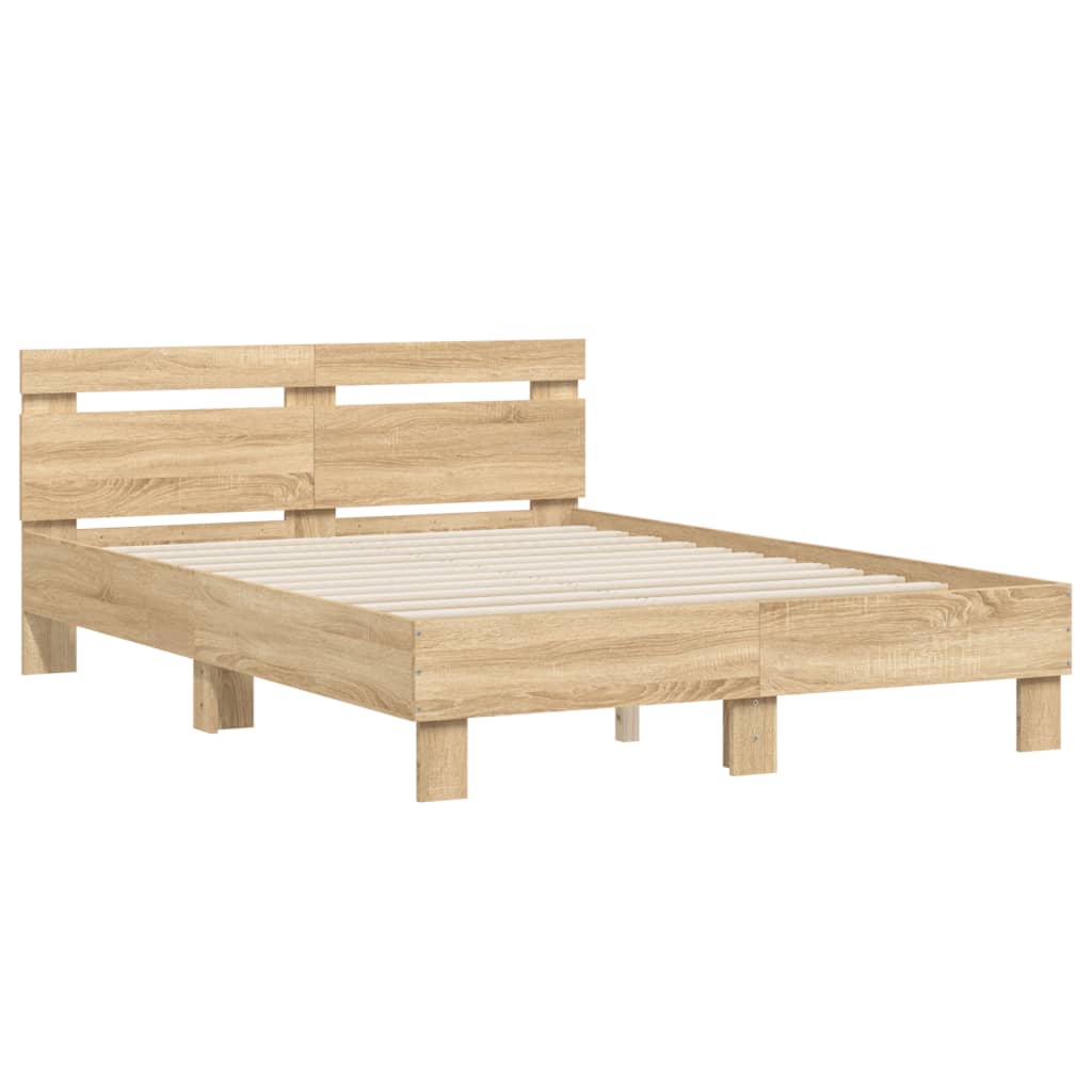 Modern Wooden Double Size 1.35m Bed Frame Base With Headboard Wood Beds