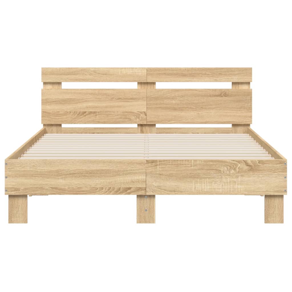 Modern Wooden Double Size 1.35m Bed Frame Base With Headboard Wood Beds