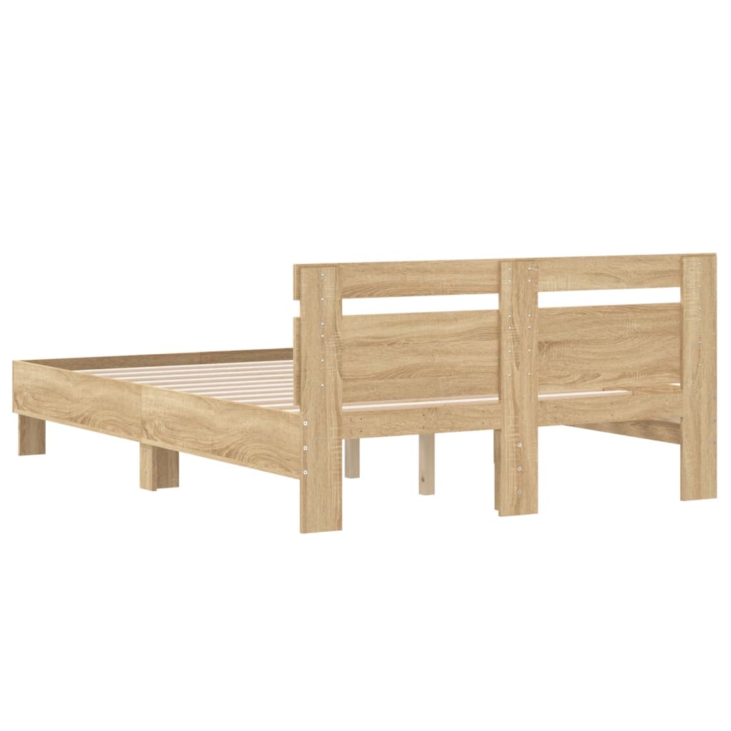 Modern Wooden Double Size 1.35m Bed Frame Base With Headboard Wood Beds