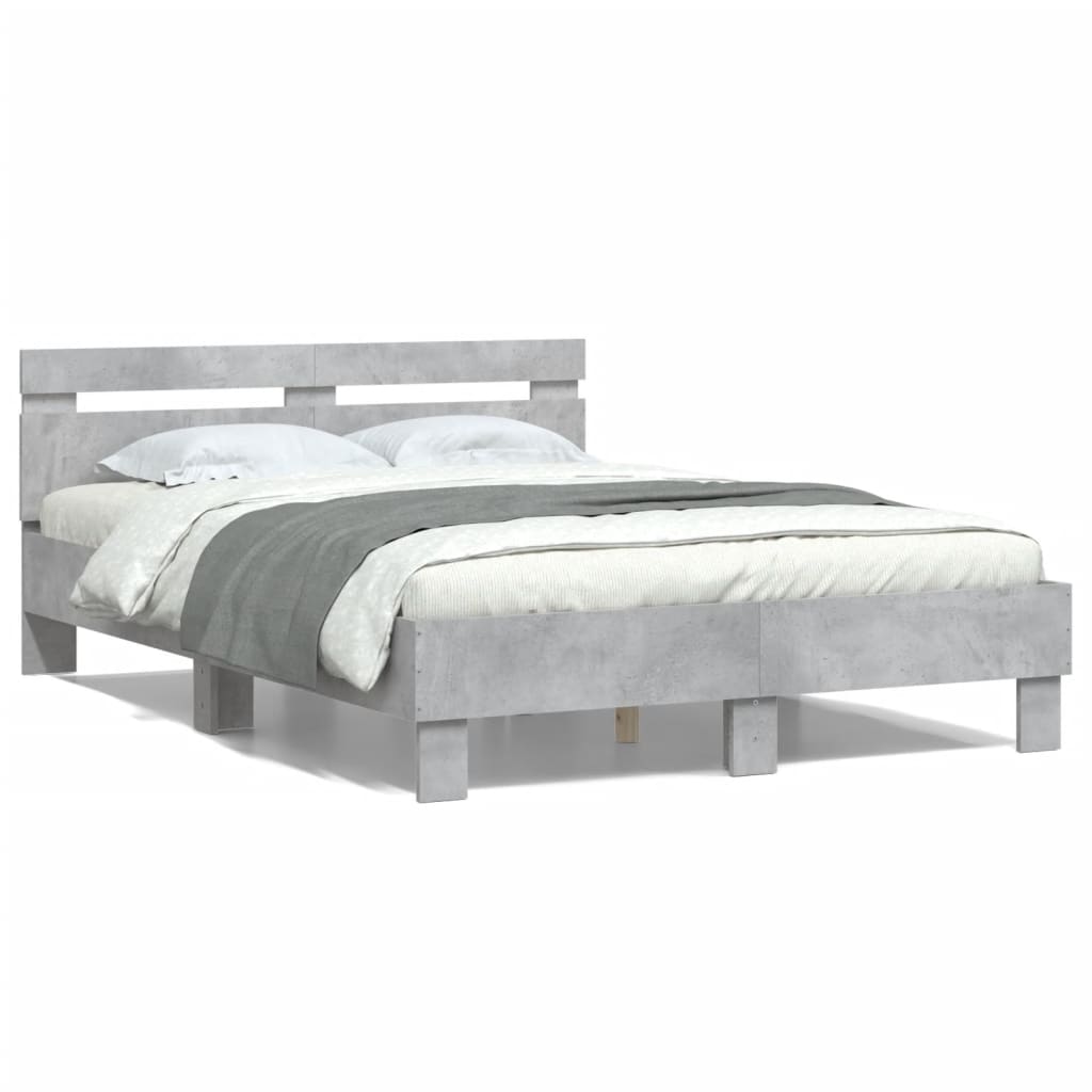 Modern Wooden Double Size 1.35m Bed Frame Base With Headboard Wood Beds