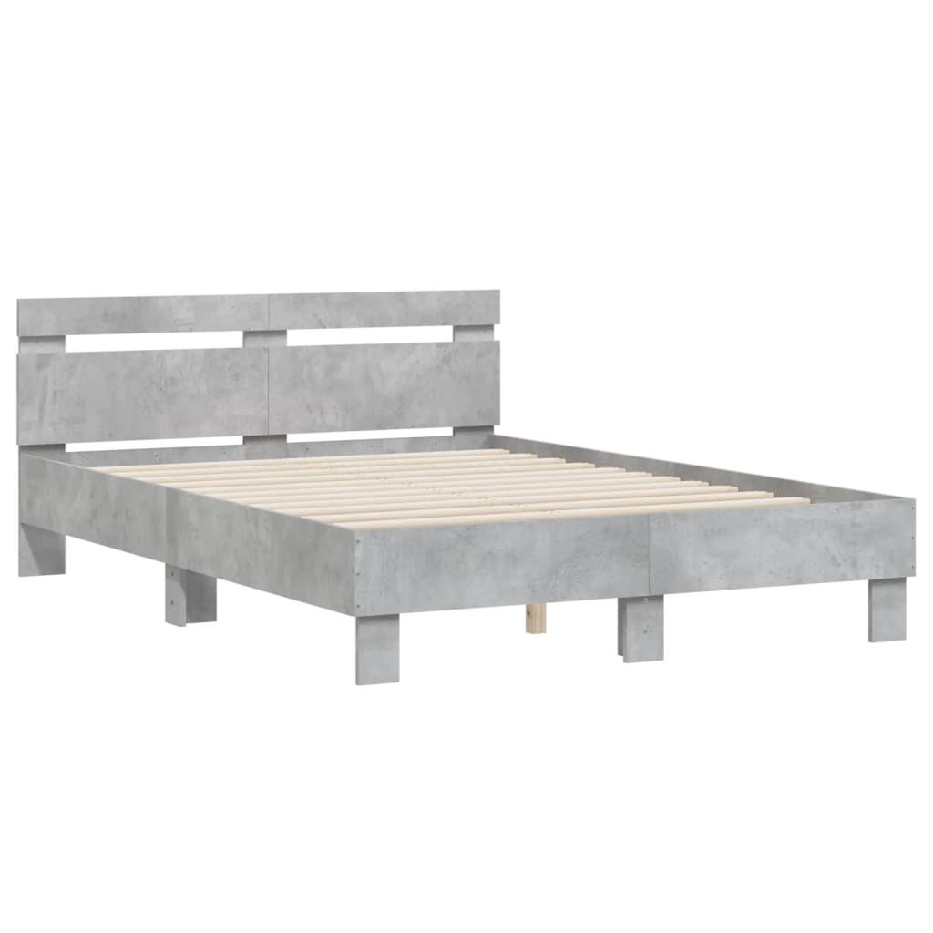 Modern Wooden Double Size 1.35m Bed Frame Base With Headboard Wood Beds