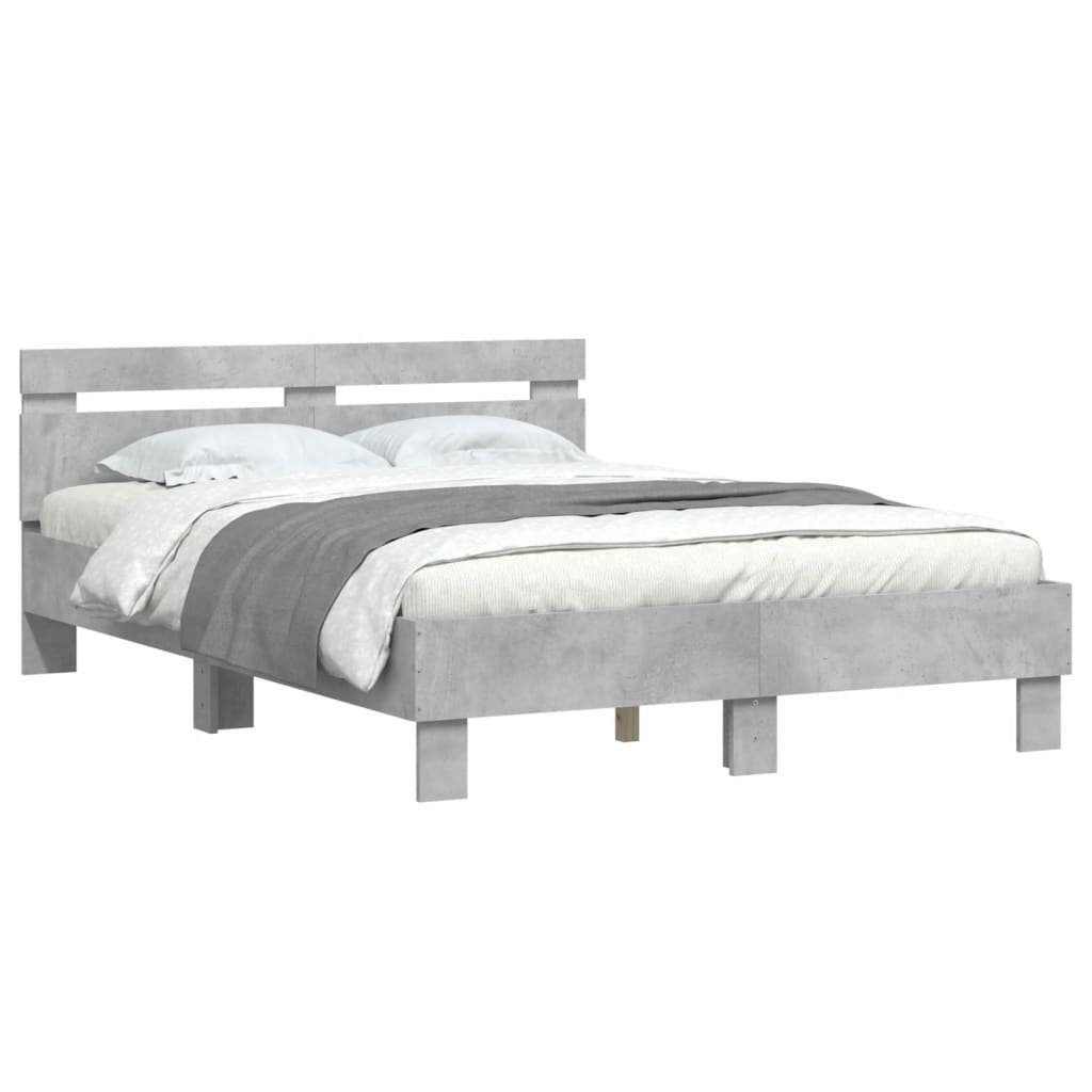 Modern Wooden Double Size 1.35m Bed Frame Base With Headboard Wood Beds
