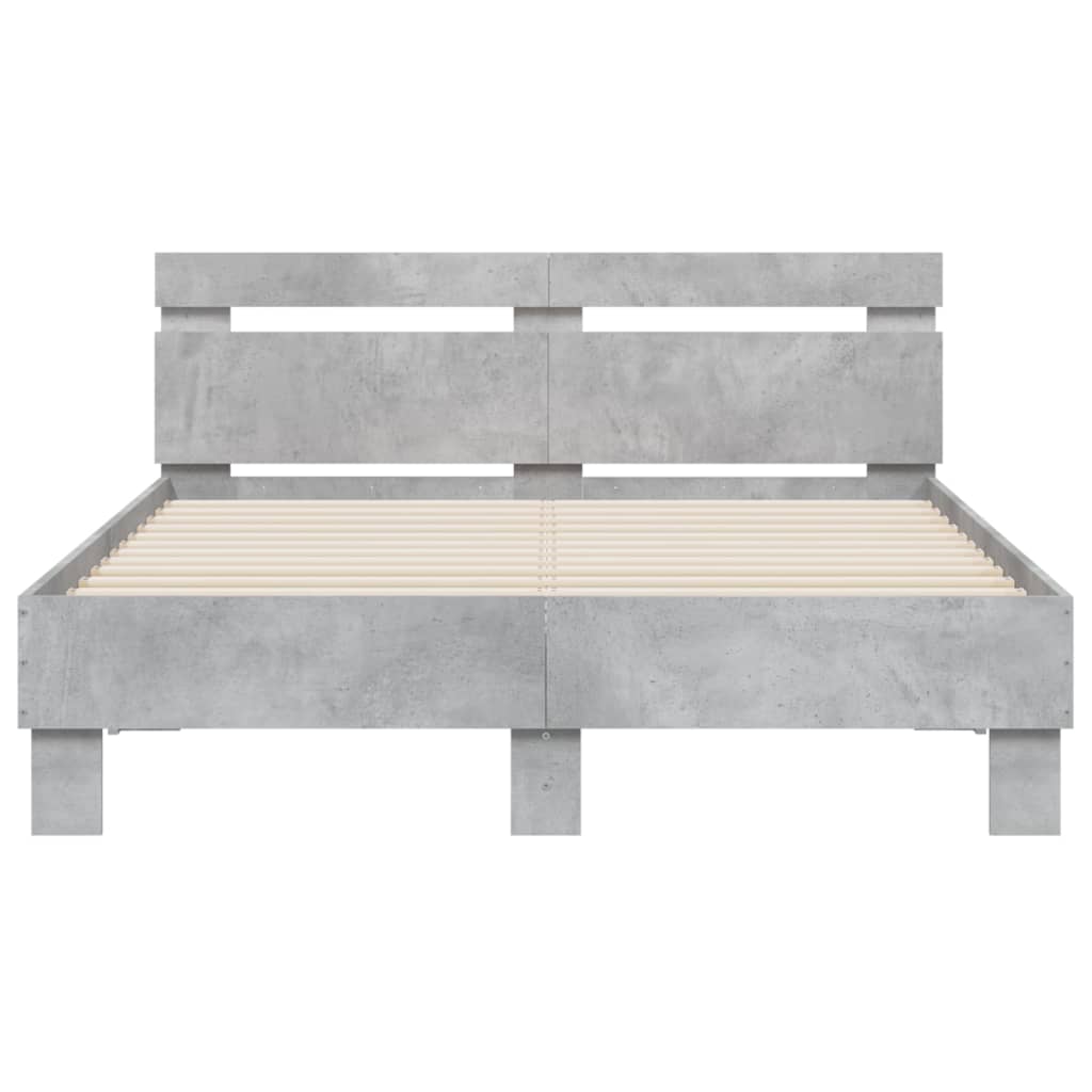 Modern Wooden Double Size 1.35m Bed Frame Base With Headboard Wood Beds