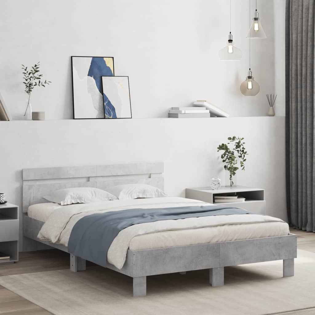 Modern Wooden Double Size 1.35m Bed Frame Base With Headboard Wood Beds
