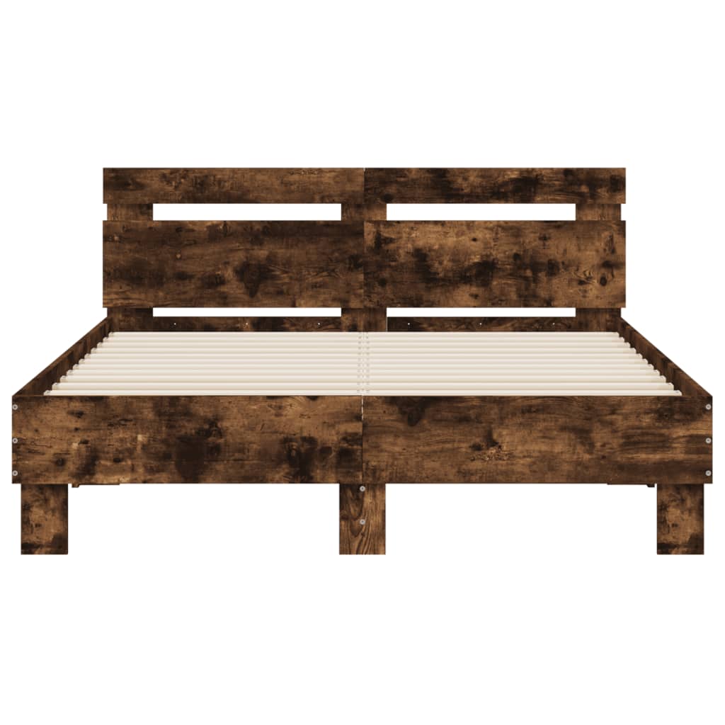Modern Wooden Double Size 1.35m Bed Frame Base With Headboard Wood Beds
