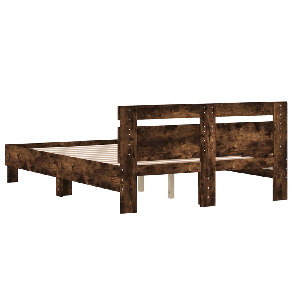 Modern Wooden Double Size 1.35m Bed Frame Base With Headboard Wood Beds