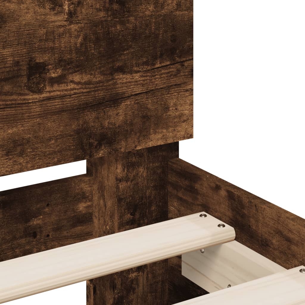 Modern Wooden Double Size 1.35m Bed Frame Base With Headboard Wood Beds
