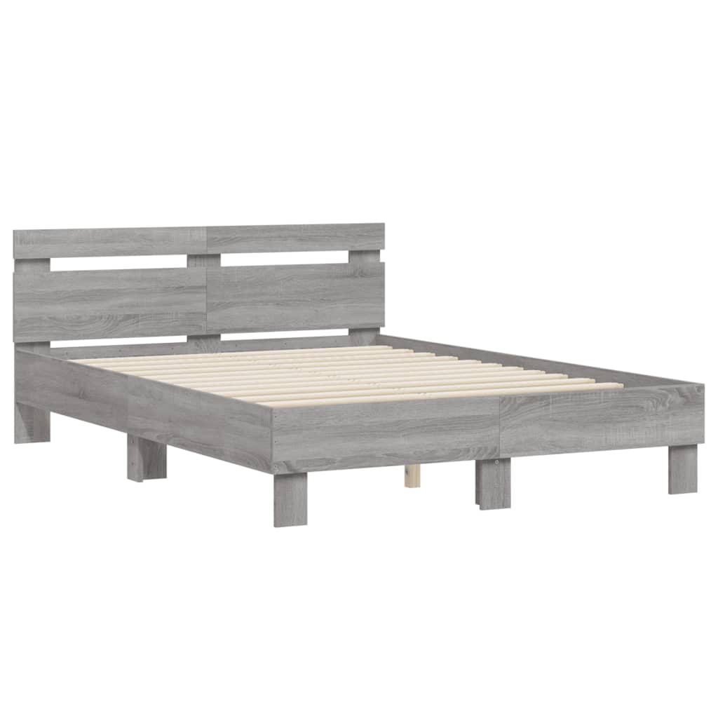 Modern Wooden Double Size 1.35m Bed Frame Base With Headboard Wood Beds
