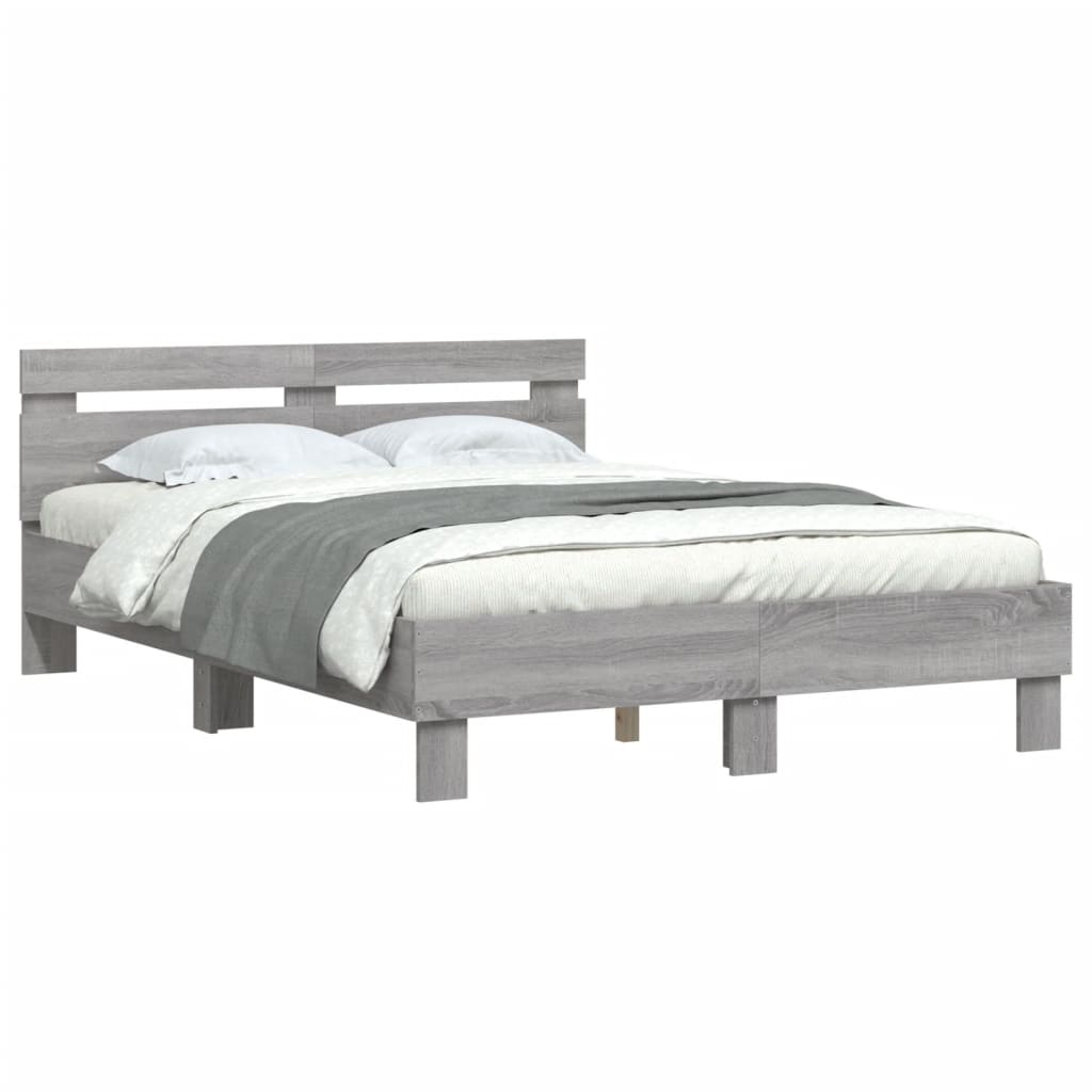 Modern Wooden Double Size 1.35m Bed Frame Base With Headboard Wood Beds