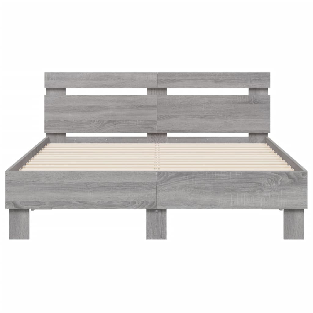 Modern Wooden Double Size 1.35m Bed Frame Base With Headboard Wood Beds