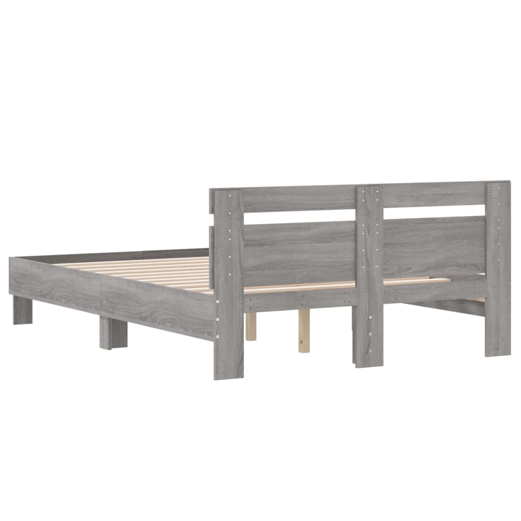 Modern Wooden Double Size 1.35m Bed Frame Base With Headboard Wood Beds