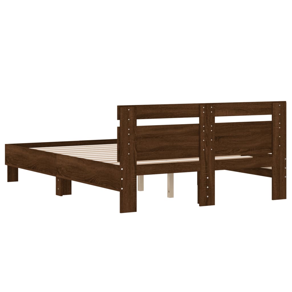 Modern Wooden Double Size 1.35m Bed Frame Base With Headboard Wood Beds