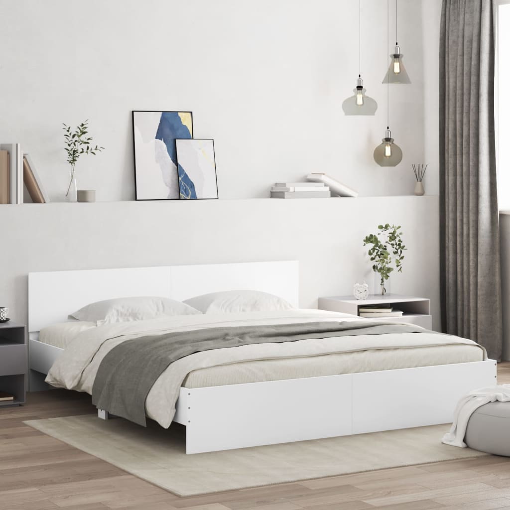 Modern Wooden Emperor Size 2m Bed Frame Base With Headboard Wood Beds