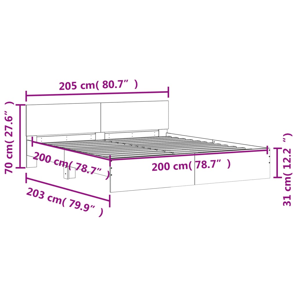 Modern Wooden Emperor Size 2m Bed Frame Base With Headboard Wood Beds