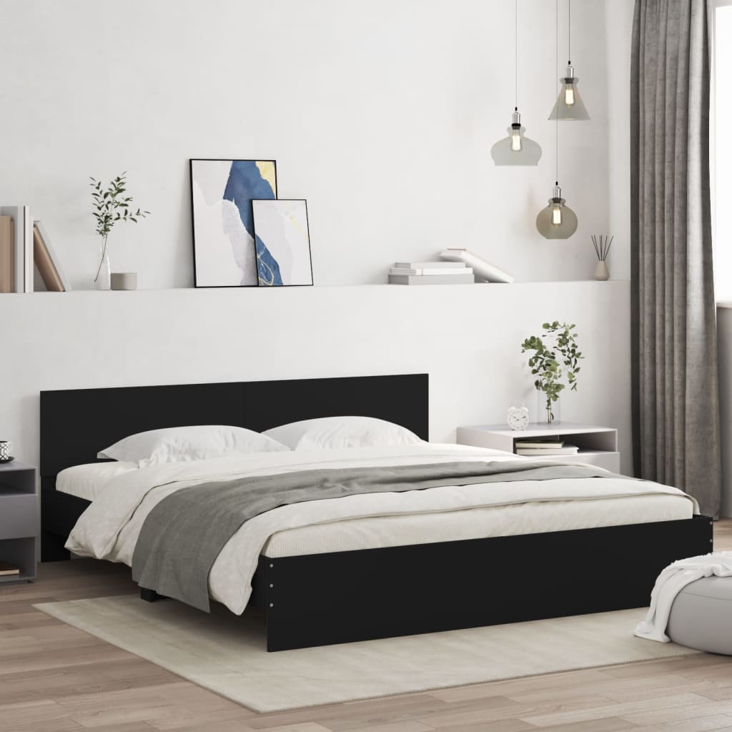 Modern Wooden Emperor Size 2m Bed Frame Base With Headboard Wood Beds