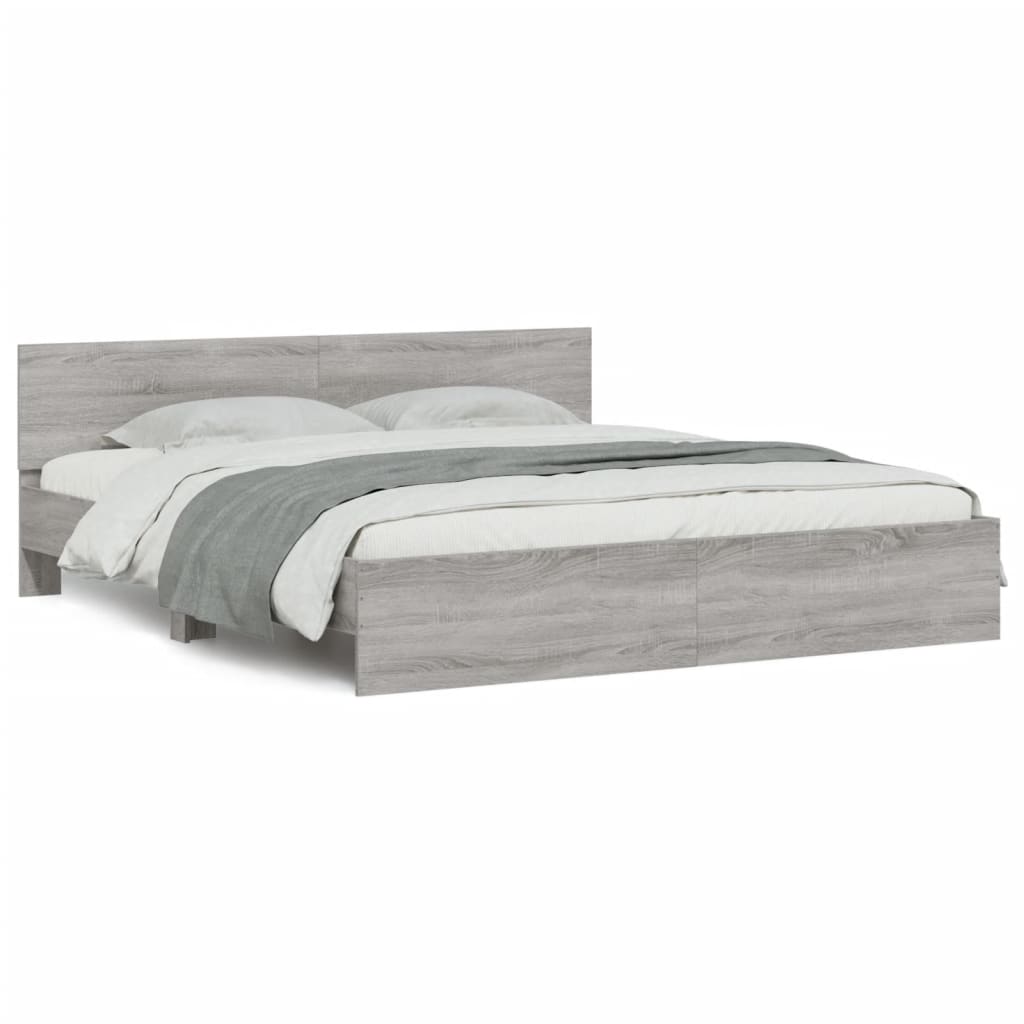 Bed Frame without Mattress Grey Sonoma 200x200 cm