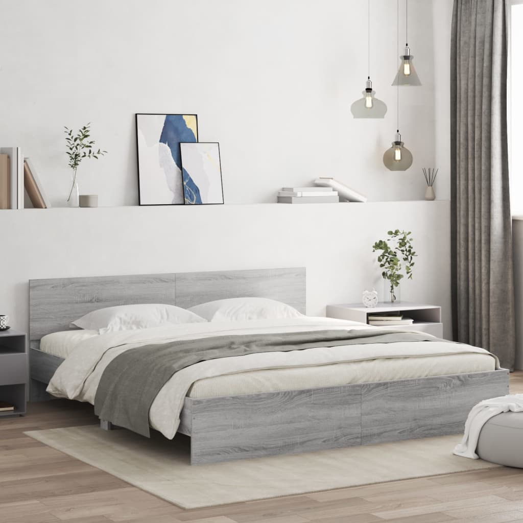 Modern Wooden Emperor Size 2m Bed Frame Base With Headboard Wood Beds
