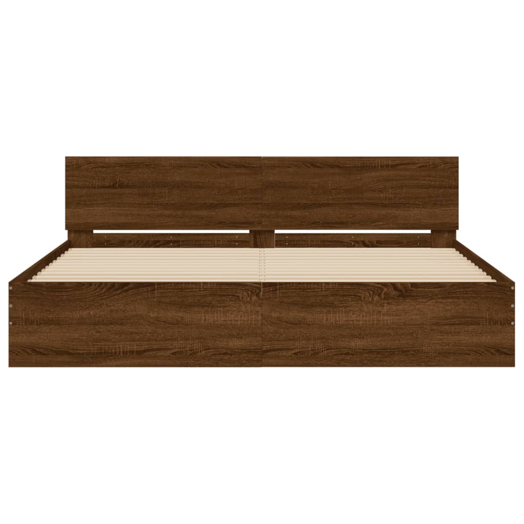 Modern Wooden Emperor Size 2m Bed Frame Base With Headboard Wood Beds