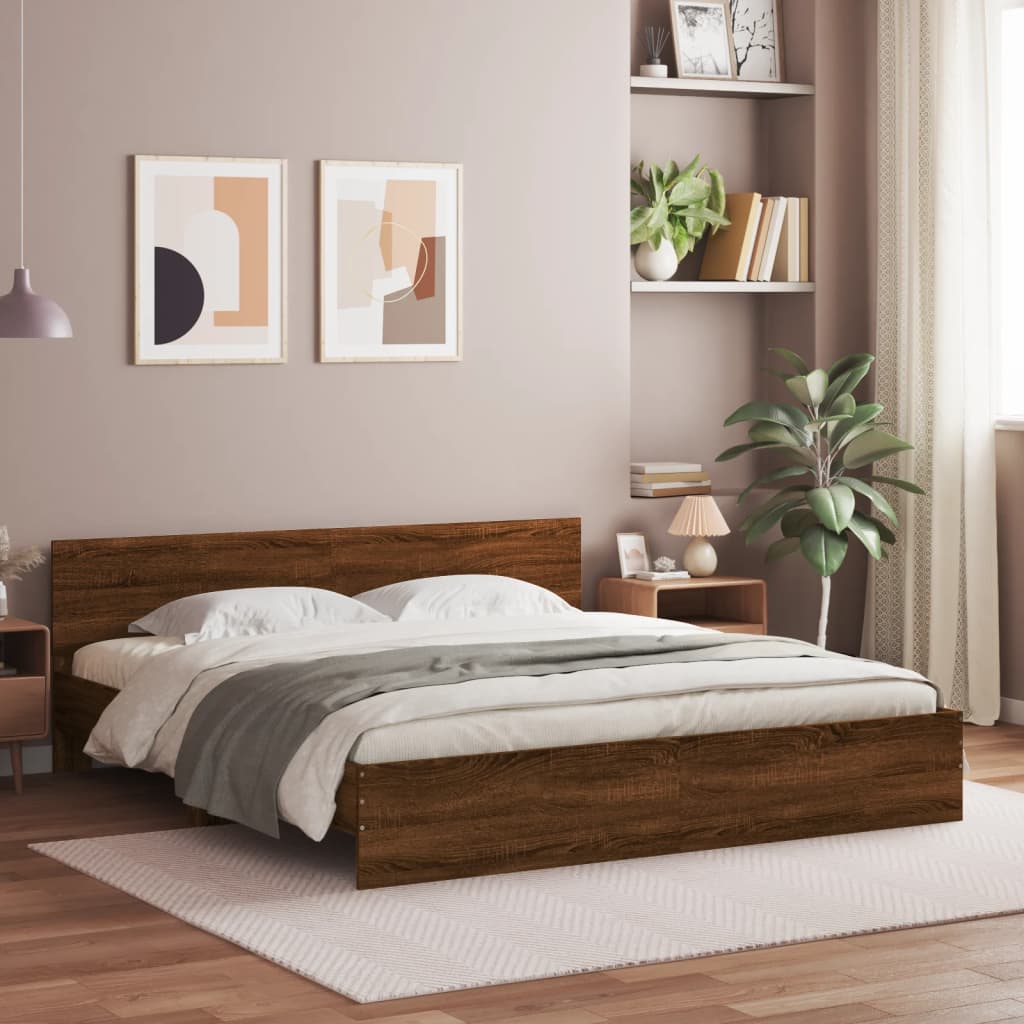 Modern Wooden Emperor Size 2m Bed Frame Base With Headboard Wood Beds