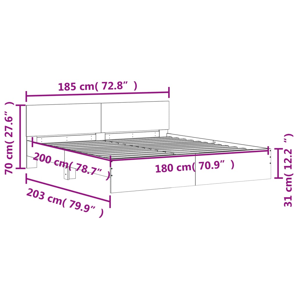 Modern Wooden Super King Size 1.8m Bed Frame Base With Headboard Wood Beds