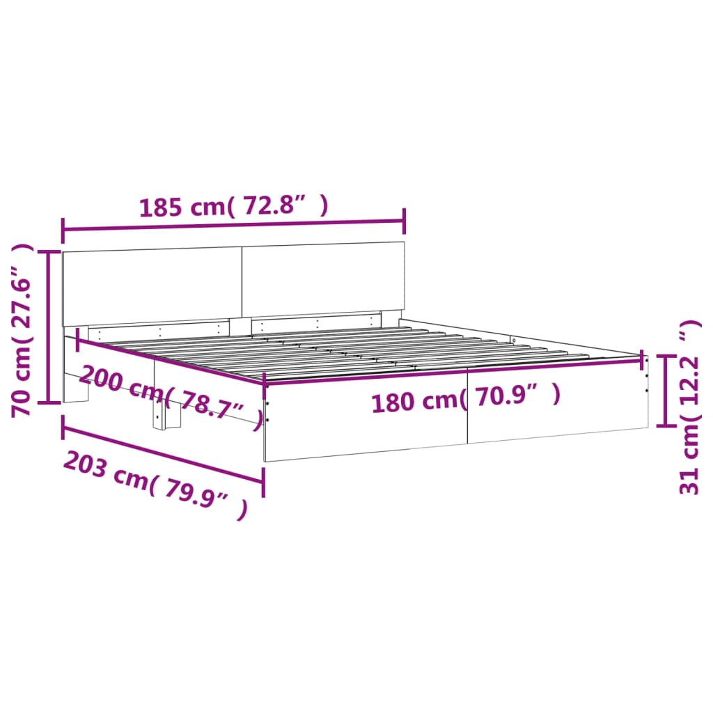 Modern Wooden Super King Size 1.8m Bed Frame Base With Headboard Wood Beds