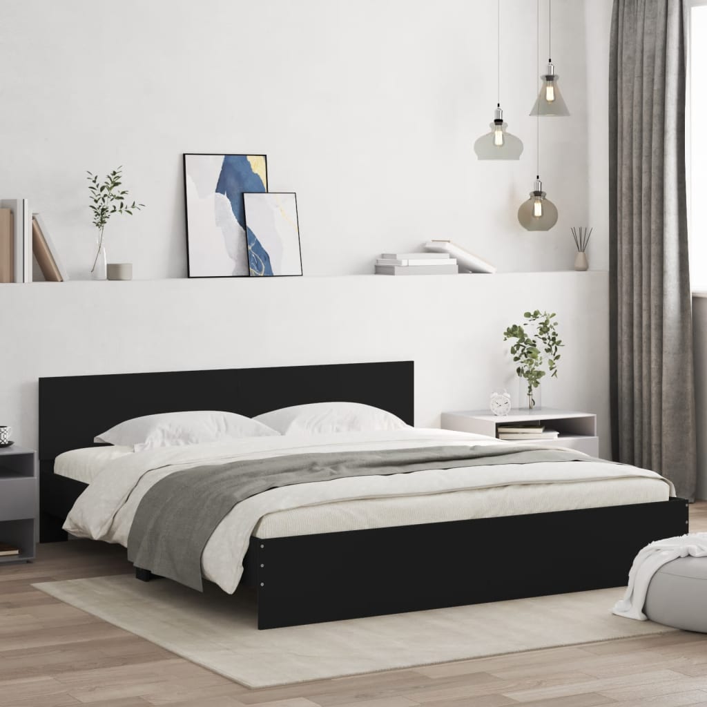 Modern Wooden Queen Size 1.6m Bed Frame Base With Headboard Wood Beds