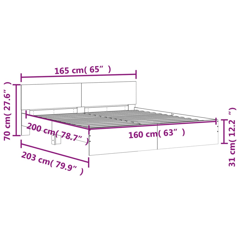 Modern Wooden Queen Size 1.6m Bed Frame Base With Headboard Wood Beds