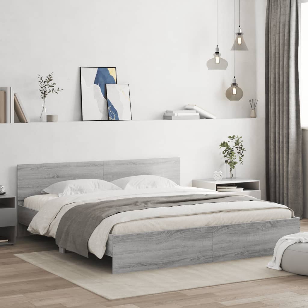 Modern Wooden Queen Size 1.6m Bed Frame Base With Headboard Wood Beds