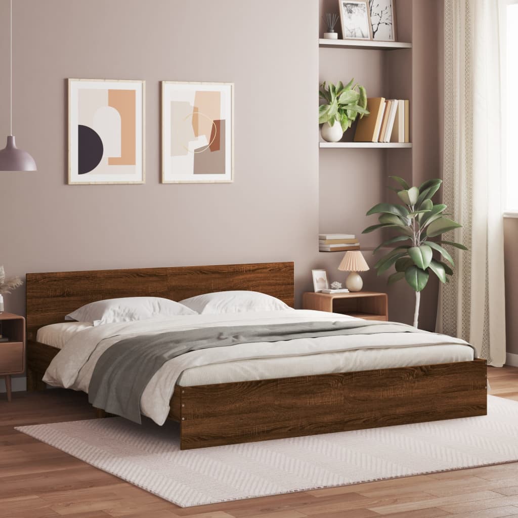 Modern Wooden Queen Size 1.6m Bed Frame Base With Headboard Wood Beds