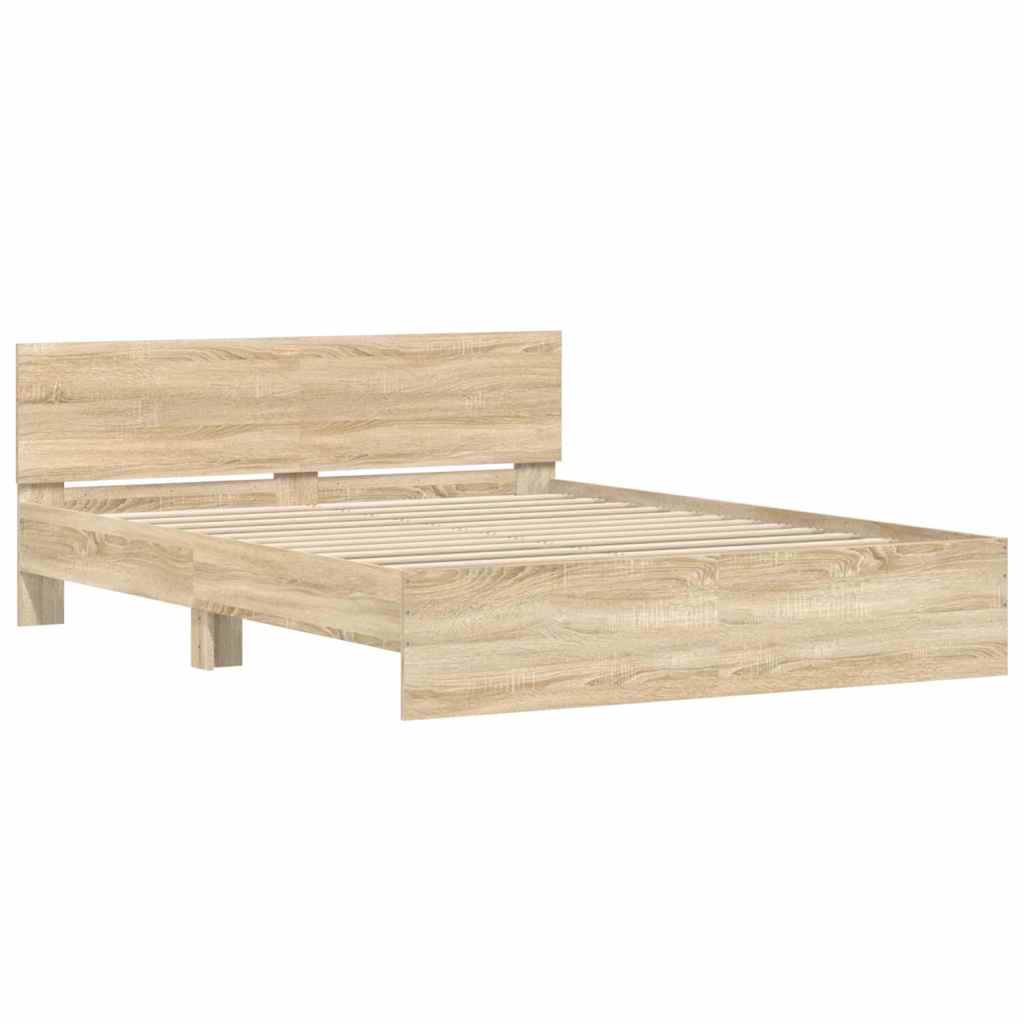 Bed Frame without Mattress Sonoma Oak 140x190 cm