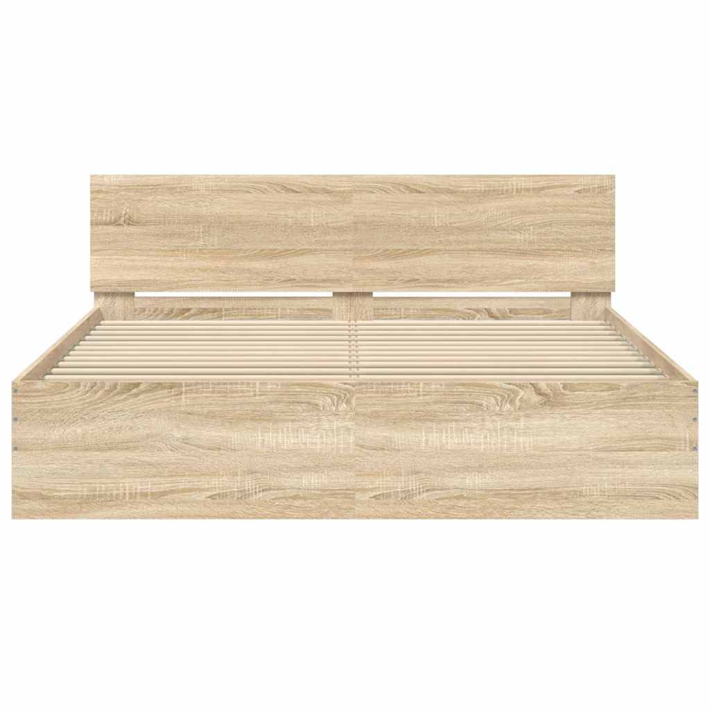 Bed Frame without Mattress Sonoma Oak 140x190 cm