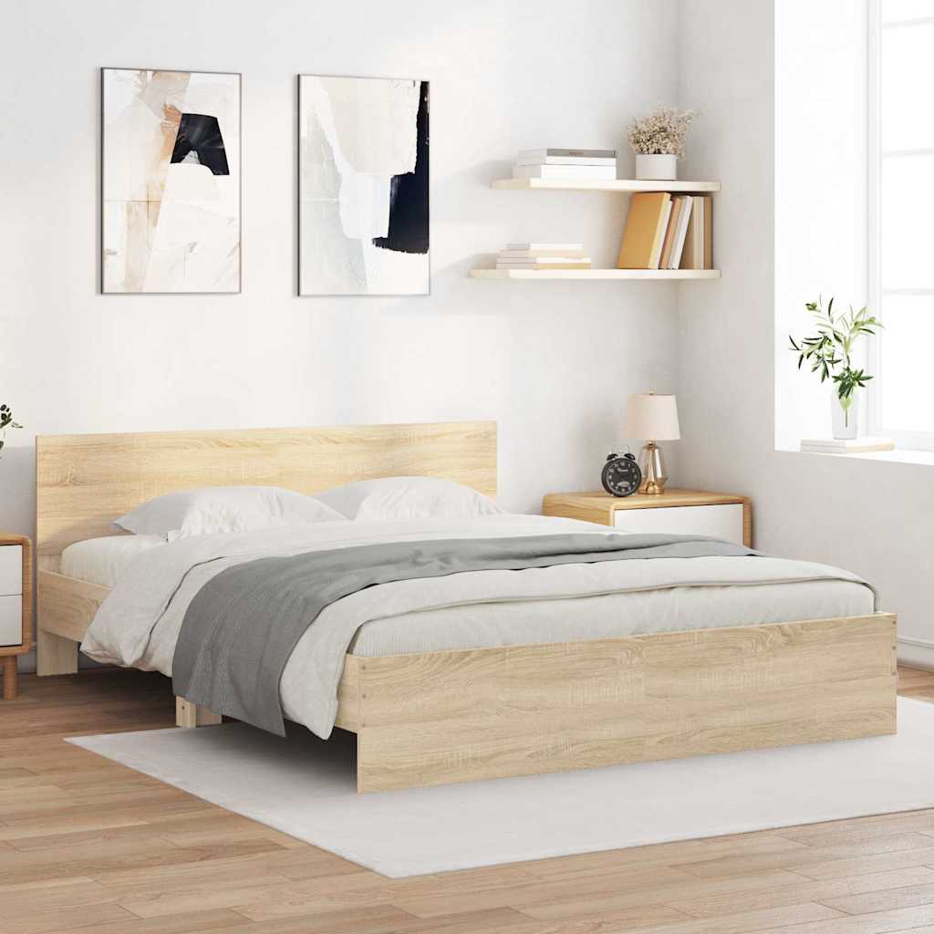 Bed Frame without Mattress Sonoma Oak 140x190 cm