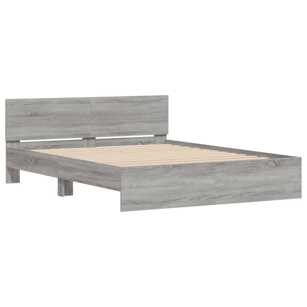 Bed Frame without Mattress Grey Sonoma 140x190 cm