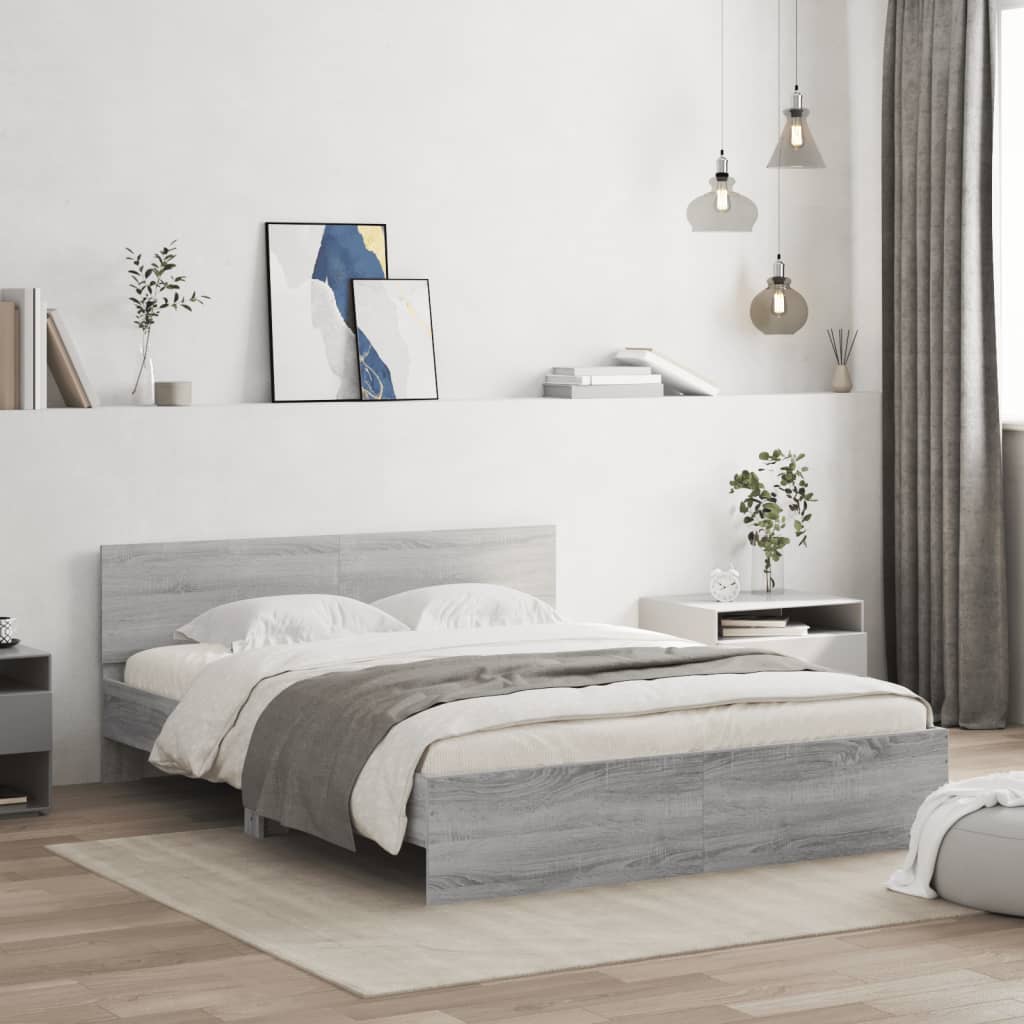 Bed Frame without Mattress Grey Sonoma 140x190 cm