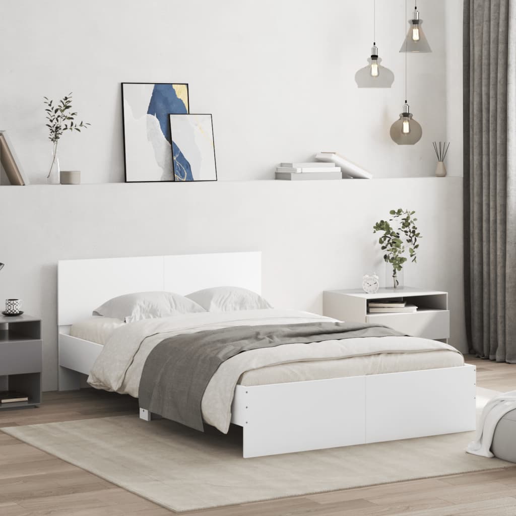 Modern Wooden Double Size 135cm Bed Frame Base With Headboard Wood Beds
