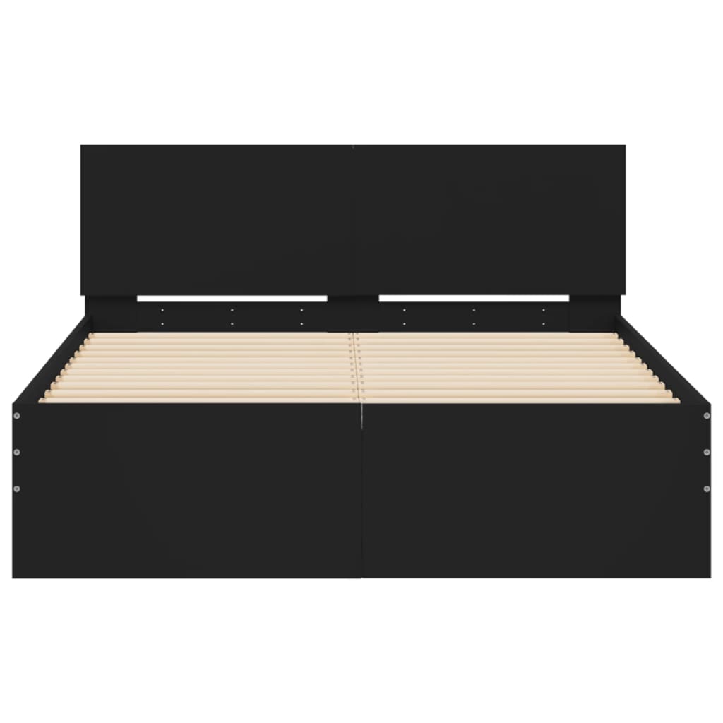 Modern Wooden Double Size 135cm Bed Frame Base With Headboard Wood Beds