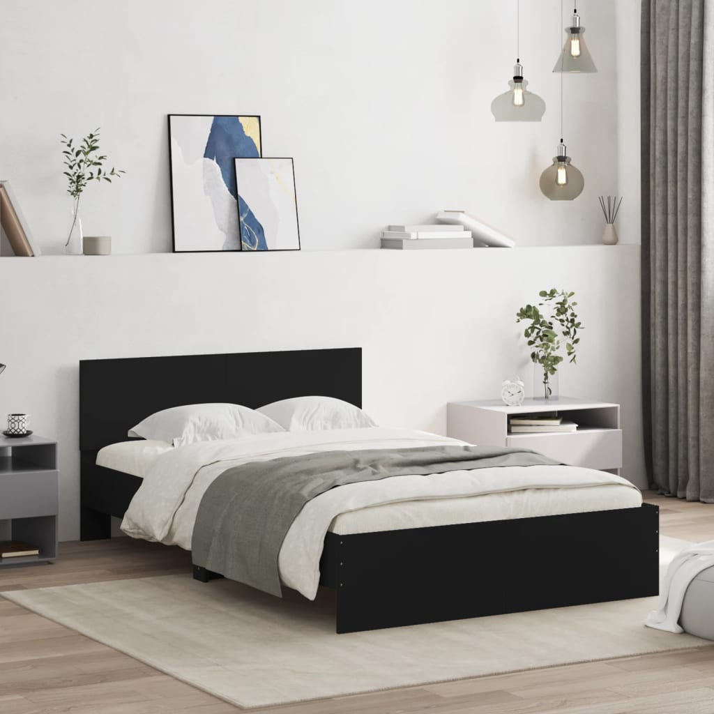 Modern Wooden Double Size 135cm Bed Frame Base With Headboard Wood Beds