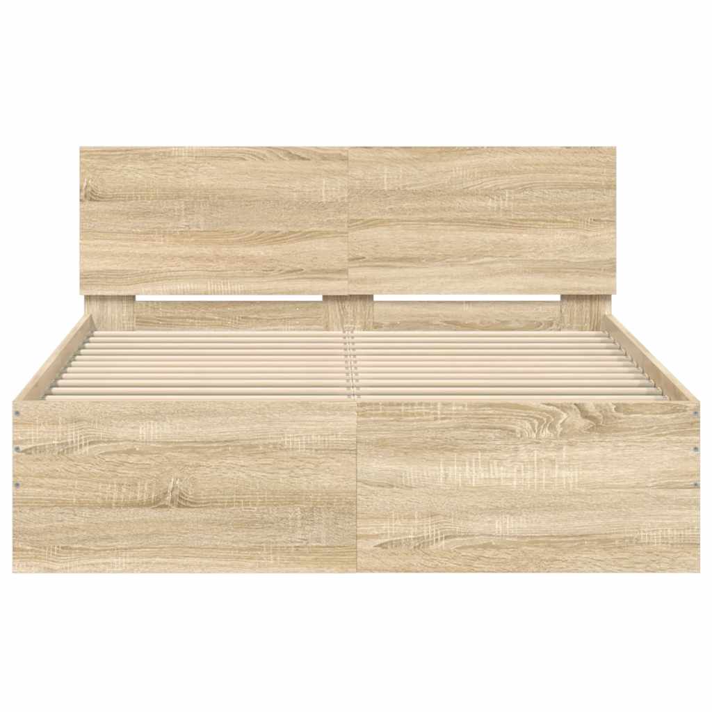 Modern Wooden Double Size 135cm Bed Frame Base With Headboard Wood Beds