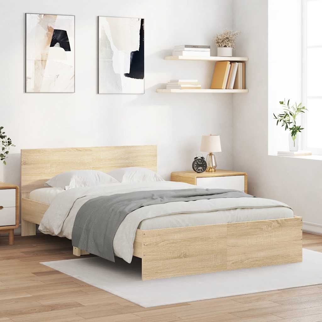 Modern Wooden Double Size 135cm Bed Frame Base With Headboard Wood Beds
