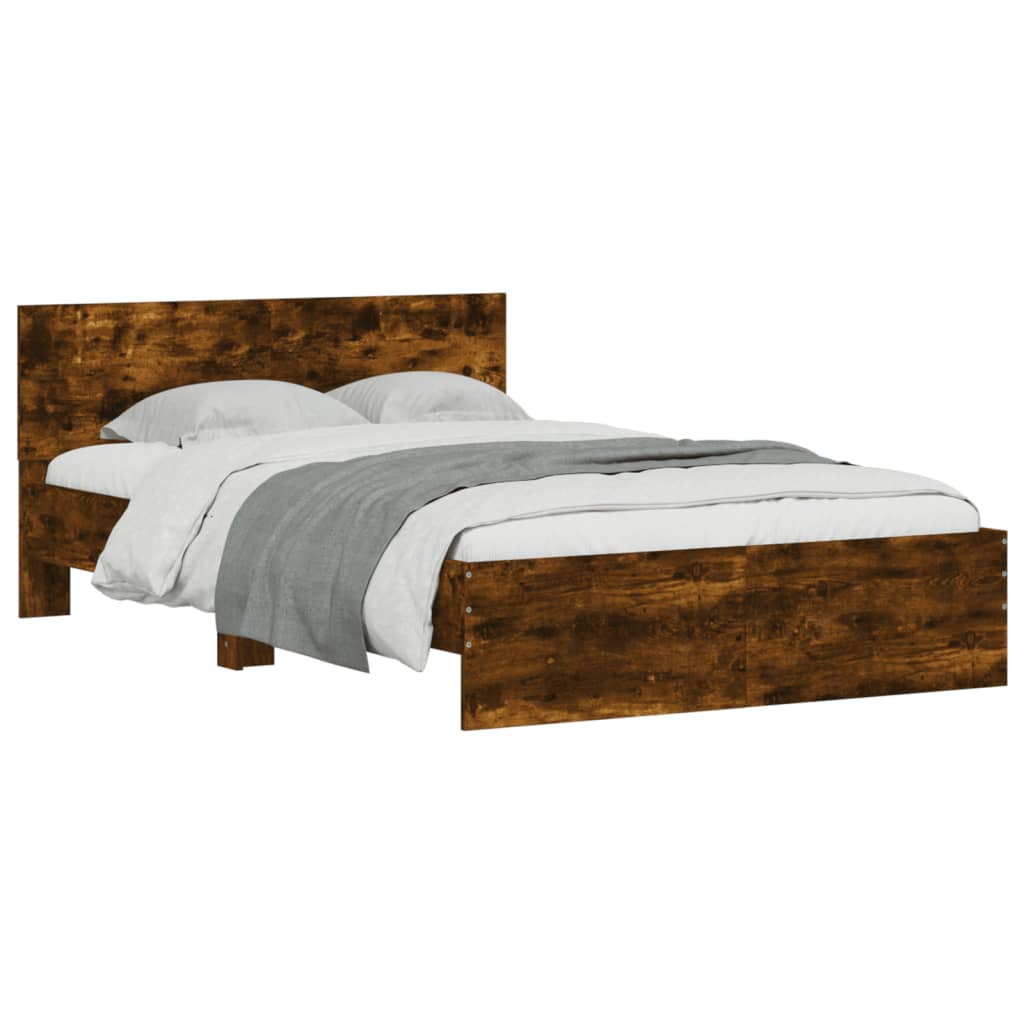 Bed Frame without Mattress Smoked Oak 135x190 cm Double