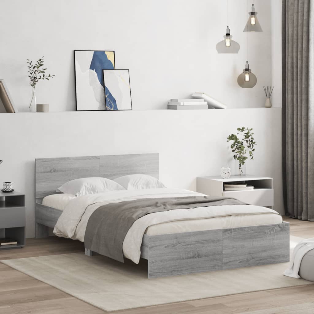 Modern Wooden Double Size 135cm Bed Frame Base With Headboard Wood Beds